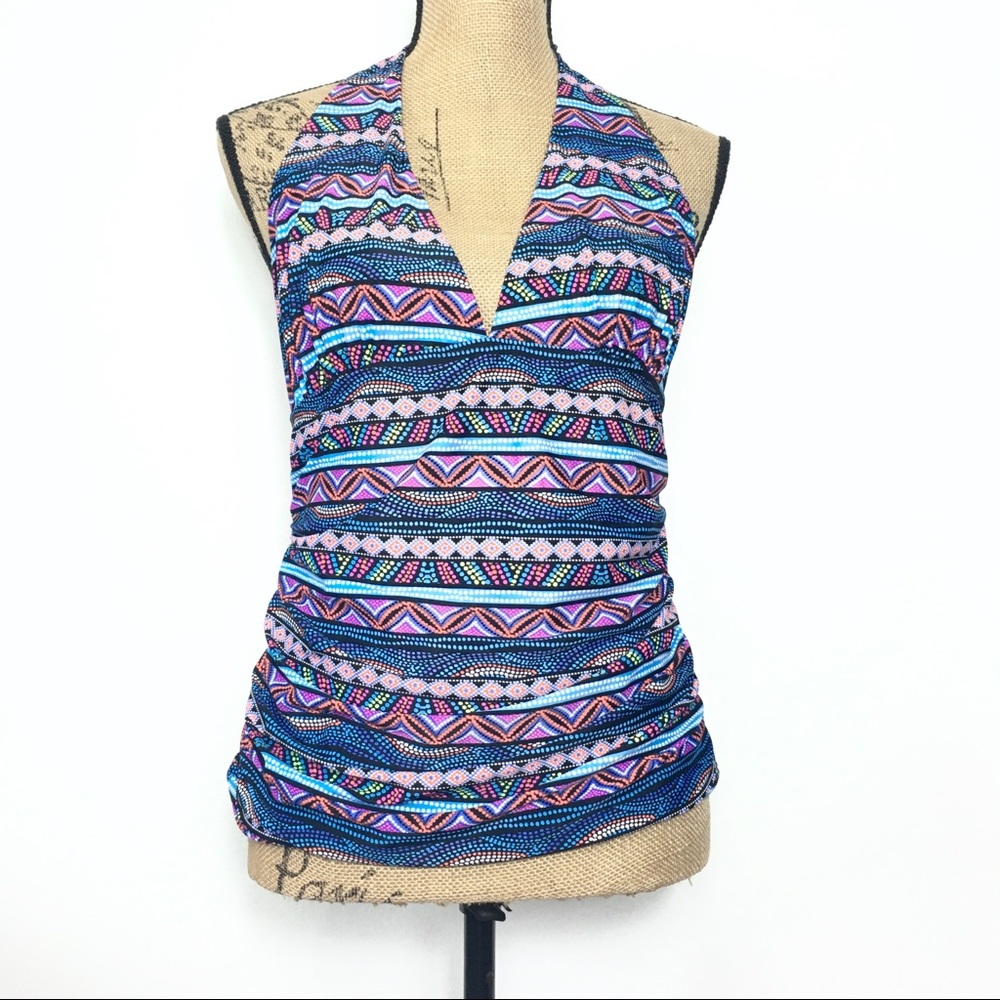 Swim top Multi Color Swimsuit V-neck Halter Top 12